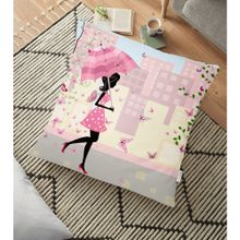 RealHomes Pembe Fashion Girl Tasarımlı Dijital Baskılı Dekoratif 70x70 cm Yer Minderi