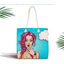 RealHomes Pop Art Desen Dijital Baskılı Fermuarlı Modern Kumaş Çanta