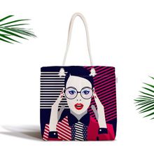 RealHomes Pop Art Mujer Elegante Tasarımlı Dijital Baskılı Fermuarlı Kumaş Çanta