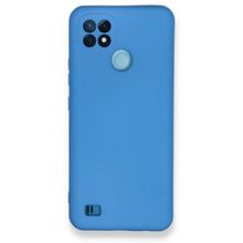 Realme C21 Nano İçi Kadife Silikon Mavi Kılıf