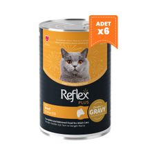 Reflex Plus Sos İçinde Dana Etli 6x400 gr Yetişkin Konserve Kedi Maması
