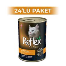 Reflex Plus Tavuklu Parça Etli Soslu 400 gr x 24 Adet Kedi Konservesi
