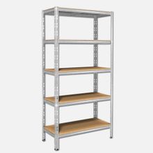 Regalux Metal Ahşap 90x40x180 cm Gri 5 Katlı Raf