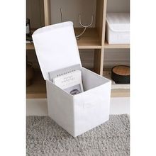 Rek Home Beyaz Kapaklı Dolap İçi Çamaşır Oyuncak Düzenleyici 28x28x28 cm Katlanır Saklama Kutusu