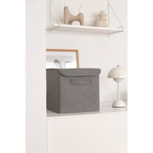 Rek Home Gri Kapaklı 28x28x28 cm Dolap İçi Çamaşır Oyuncak Düzenleyici Katlanır Saklama Kutusu