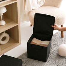Rek Home Siyah Kapaklı 28x28x28 cm Dolap İçi Çamaşır Oyuncak Düzenleyici Katlanır Saklama Kutusu