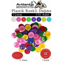 Renkli Düğme Plastik 1.2Cm 150 Li 1 Paket 12 Mm Plastik Renkli Düğme Dikiş Parlak Yuvarlak 4 Delikli Düğme Etkinlik Okul