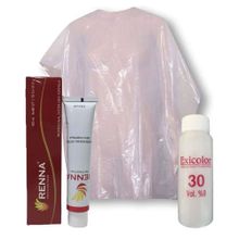 Renna 60 ml 9.44 Canlı Bakır Açık Sarı Saç Boyası + Exicolor 60 ml 30 Volüm Oksidan + Boya Naylon Seti