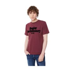 Replay Erkek Bisiklet Yaka, Kısa Kollu, Baskılı T-Shirt, Bordo, S