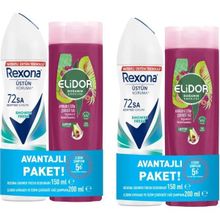 Rexona Shower Fresh 2x150 ml Sprey Deodorant + Elidor Avokado Üzüm Çekirdeği 2x200 ml Şampuan