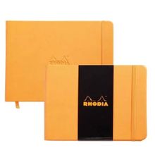 Rhodia Boutique Webnotebook Italyan Deri Kısa Kenarlı Ciltli Yandan Turuncu Sert Kapak Çizgisiz Defter