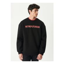 Riders By Lee L222665-001 Bisiklet Yaka Oversize Siyah Erkek Sweatshirt