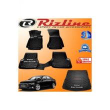 Rizline Audi A6 3D Paspas + 3D Bagaj Havuzu 2015 - 2019 Arası Siyah Set