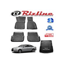 Rizline Audi A6 3D Paspas + 3D Bagaj Havuzu Sedan 2005 - 2012 Arası Siyah Set