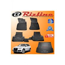 Rizline Audi Q5 3D Paspas + 3D Bagaj Havuzu 2008 - 2015 Arası Siyah Set