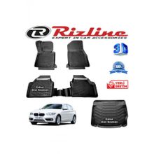 Rizline BMW F20 1 Serisi 3D Paspas + 3D Bagaj Havuzu 2015-2018 Arası Siyah Set