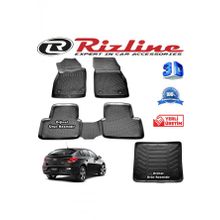 Rizline Chevrolet Cruze 3D Paspas + 3D Bagaj Havuzu HB 2011 Sonrası Siyah Set