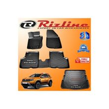 Rizline Dacia Duster 4x4 2018 Sonrası 3D Paspas Siyah & Bagaj Havuzu Set