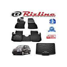 Rizline Fiat 500L 3D Paspas + 3D Bagaj Havuzu 2013-2018 Arası Siyah Set
