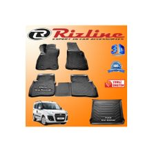 Rizline Fiat Doblo 2 3D 2009-15 Bej Siyah Havuzlu Paspas