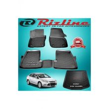 Rizline Focus 3 Sedan Siyah 2011-2015 Arası 3D Paspas+Bagaj Havuzu