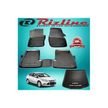 Rizline Focus 3 Sedan Siyah 2011-2015 Arası 3D Paspas+Bagaj Havuzu