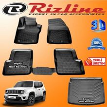 Rizline Jeep Renegade 3D Paspas + 3D Bagaj Havuzu 2015-2020 Arası Siyah Set