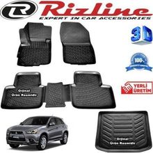 Rizline Mitsubishi ASX 3D Paspas + 3D Bagaj Havuzu 2010-2015 Arası Siyah Set