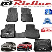 Rizline Peugeot 2008 2013-2019 Arası Siyah 3D Paspas + 3D Bagaj Havuzu