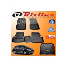 Rizline Peugeot 3008 3D Paspas + 3D Bagaj Havuzu 2016-2020 Arası Siyah Set