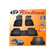 Rizline Renault Megane 2 3D Paspas + 3D Bagaj Havuzu HB 2004-2010 Arası Siyah Set