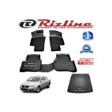 Rizline Volkswagen Passat 3C B6 3D Paspas + 3D Bagaj Havuzu 2005-2010 Arası Siyah Set