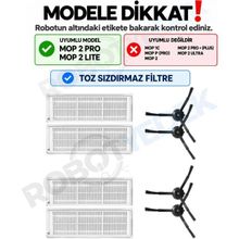 Robotyedek Xiaomi Mop 2 Pro Siyah Uyumlu 8 Parça Yedek Hepa Filtre Yan Fırça