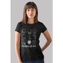 Rock & Roll 1M1BW048AS Sanat Tarihi Siyah Kısa Kollu Kadın T-Shirt