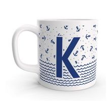 Rock'n Fox G Harfi Denizci Mavi Çapa Sailor Tasarım Renkli Harfli Kupa Bardak