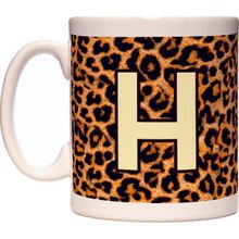 Rock'n Fox H Harfi Leopar Desen Baş Harf Tasarımlı Kahve Kupa Bardak