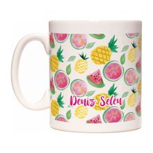 Rock'n Fox Karpuz Ananas Meyve Desenli Kişiye İsme Özel Kupa Bardak