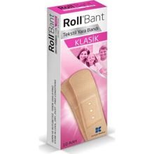 RollBant Klasik Yara Bandı 10'lu Ergonomik Tasarım ile Konforlu Kullanım Sunan Tekstil Bandı