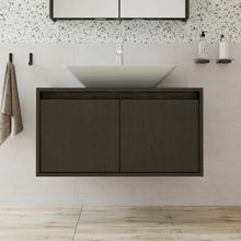 Roomart Ayaksız 2 Kapaklı Lavabolu Ahşap Siyah Suntalam 85 cm Banyo Dolabı