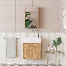 Roomart Ayaksız Tek Kapaklı Lavabolu 50 cm Atlantik Çam Banyo Dolabı ve Aynalı Üst Dolabı ve Boy Dolabı