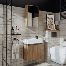 Roomart Ayaksız Tek Kapaklı Lavabolu 50 cm Banyo Aynalı Üst Dolabı