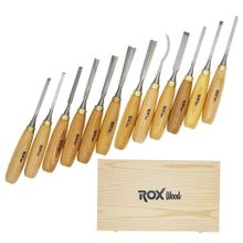 Rox Wood 12 Parça Ahşap Kutulu Ahşap Oyma İskarpela Seti