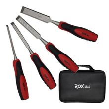 Rox Wood 4 Parça Neopren Çantalı Düz İskarpela Seti