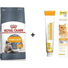 Royal Canin Hair Skin Deri ve Tüy Sağlığı 2 kg Kedi Maması + Gimcat 100 gr Multivitamin