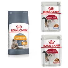 Royal Canin Hair Skin Hassas Tüylü Yetişkin 2 kg Kuru Kedi Mama + Instinctive 2x85 gr Yaş Mama