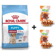 Royal Canin Medium Puppy Orta Irk 15 kg Yavru Köpek Maması + 2x80 gr Wooc Ödül