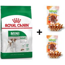 Royal Canin Mini Adult 4 kg Köpek Maması + 2x80 gr Wooc Ödül