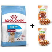 Royal Canin Orta Irk 4 kg Yavru Kuru Köpek Maması + 2x80 gr Wooc Ödül