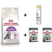 Royal Canin Sensible 33 4 kg Kuru Kedi Maması + 2x85 gr RC Yaş Mama + 20 gr GimCat Malt