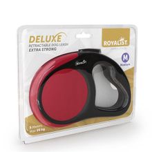 Royalist Deluxe Extra Strong Kırmızı Medium 5 mt Otomatik Köpek Gezdirme Tasması